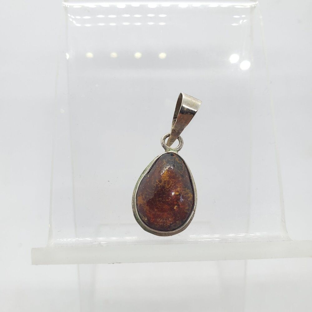Sterling Silver and Amber Pendant 925